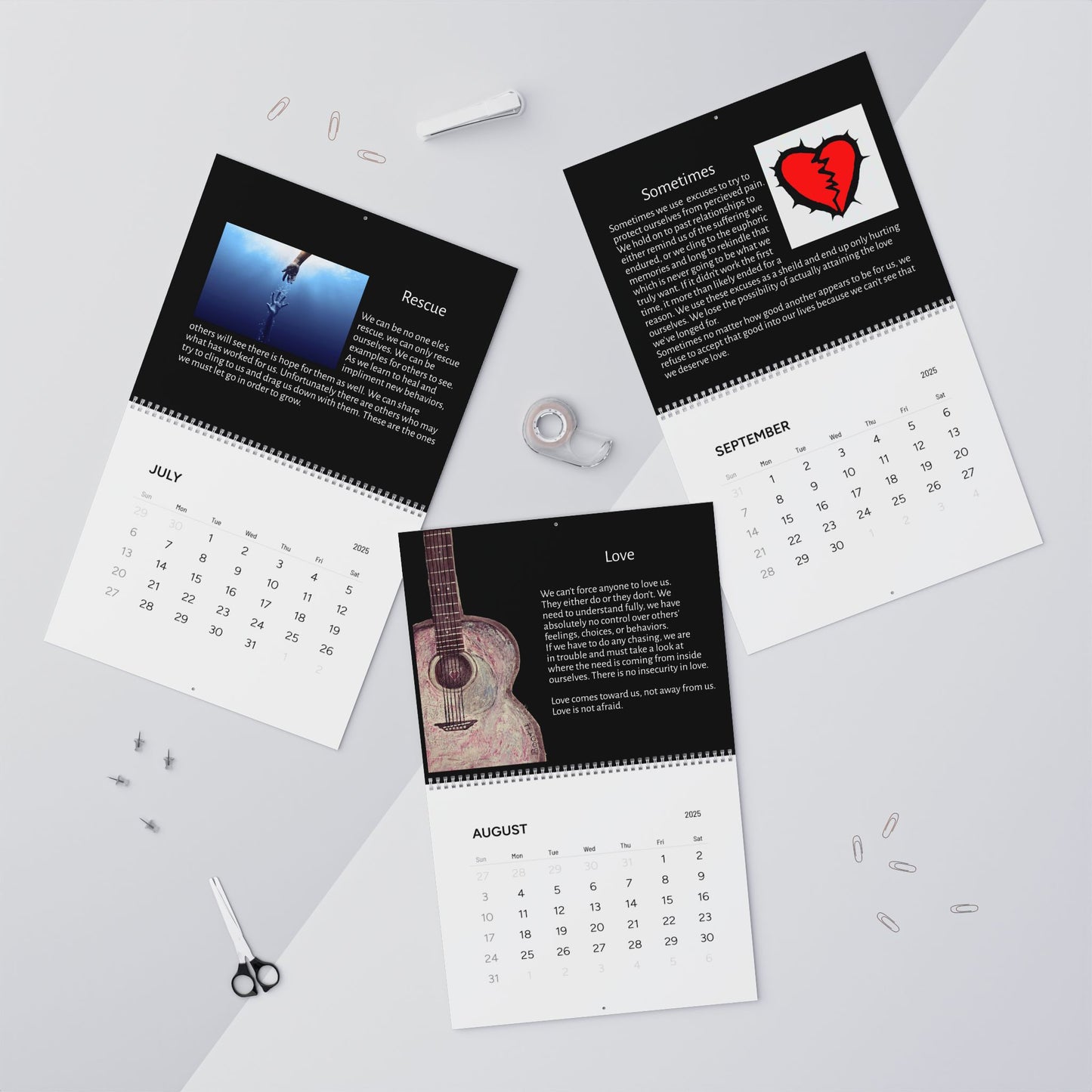 Inspirational Wall Calendar inspired by the book by Sheri Booth "Stirrings From Inside"