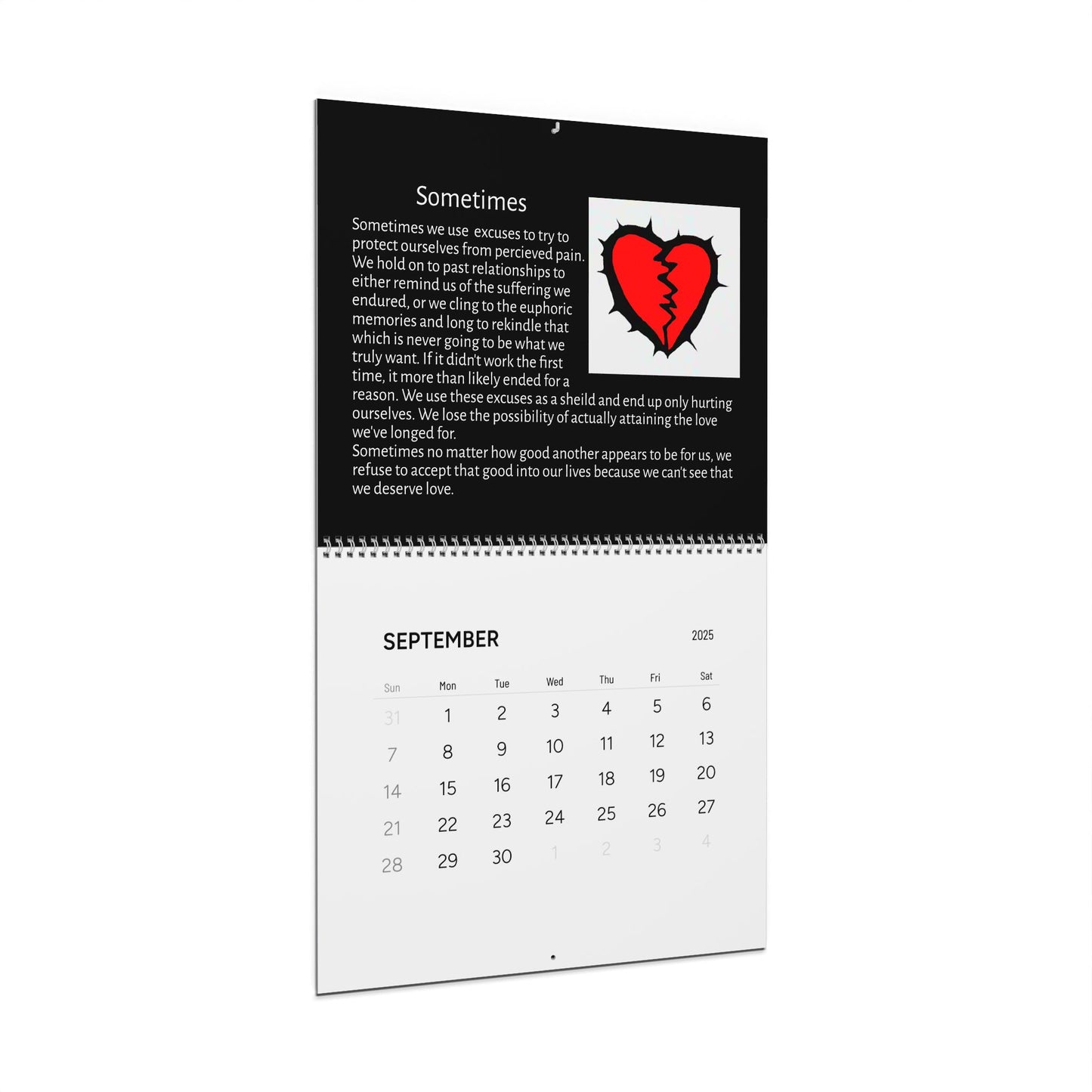 Inspirational Wall Calendar inspired by the book by Sheri Booth "Stirrings From Inside"